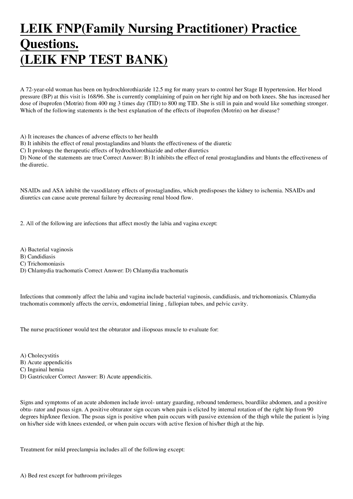 Preview image for LEIK FNP(Family Nursing Practitioner) Practice Questions With Grade A+ Answers.